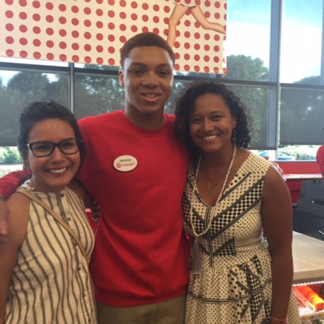 Photo of a Pritzker student posing with two others